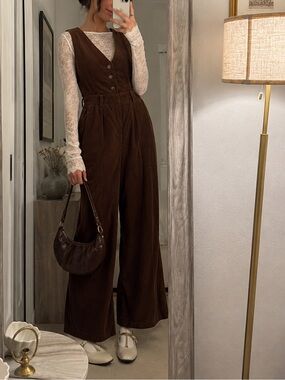 Corduroy Jumpsuit in Brown